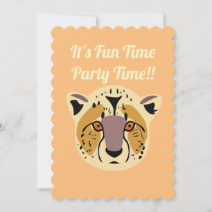 Cheetah Party Invitation, Birthday Party Kaart
