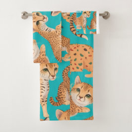 Cheetah Pastel Kleurrijk Gepersonaliseerd Patroon Bad Handdoek