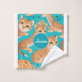 Cheetah Pastel Kleurrijk Gepersonaliseerd Patroon Bad Handdoek (Wasdoekje)