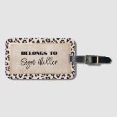 Cheetah Patroon en gouden Vintage Bagagelabel (Voorkant (horizontaal))