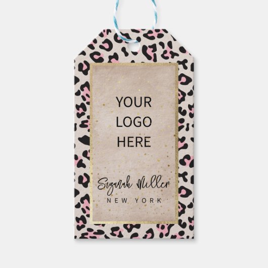 Cheetah Patroon en gouden Vintage Cadeaulabel (Voorkant)