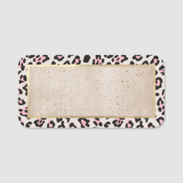 Cheetah Patroon en gouden Vintage Naamplaatje