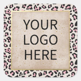 Cheetah Patroon en gouden Vintage Vierkante Sticker