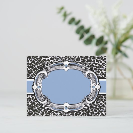 Cheetah Pattern Blue Label Briefkaart (Staand voorkant)
