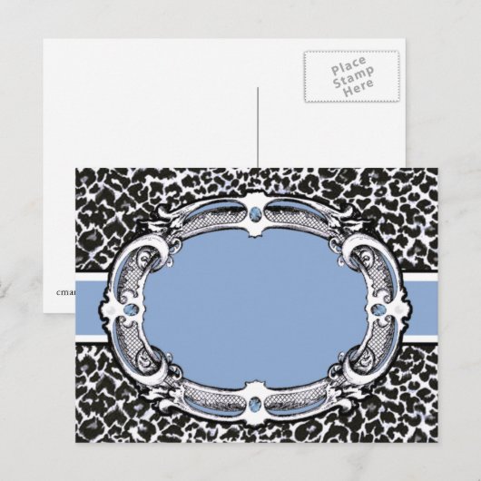 Cheetah Pattern Blue Label Briefkaart (Voorkant / Achterkant)