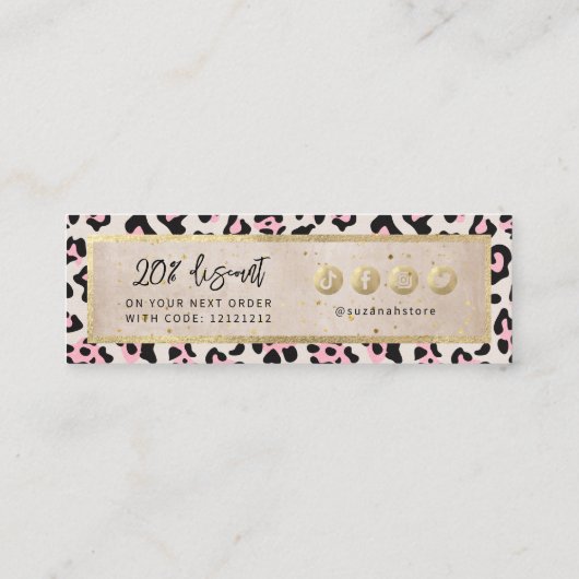 Cheetah Pattern en Gold  dank u Mini Visitekaartje (Achterkant)