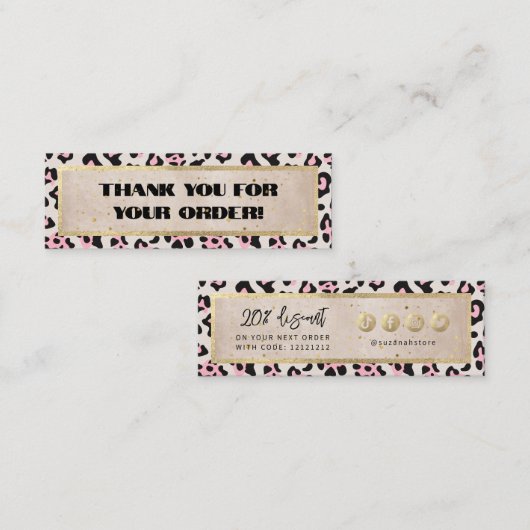 Cheetah Pattern en Gold  dank u Mini Visitekaartje (Voorkant / Achterkant)