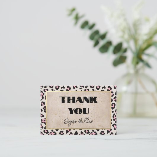 Cheetah Pattern en Gold  dank u Visitekaartje (Staand voorkant)