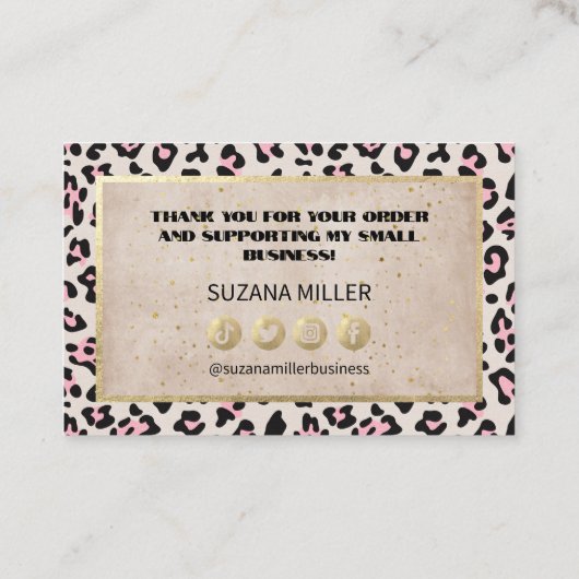 Cheetah Pattern en Gold dank u Visitekaartje (Achterkant)
