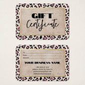 Cheetah Pattern en gouden  cadeaubon Visitekaartje (Voorkant /achterkant)