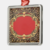Cheetah Pattern Red Label Metalen Ornament (Links)