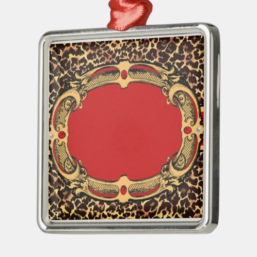 Cheetah Pattern Red Label Metalen Ornament (Links)