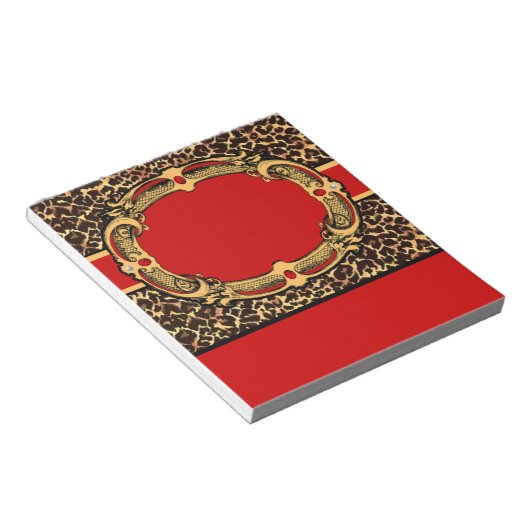 Cheetah Pattern Red Label Notitieblok (Schuin)