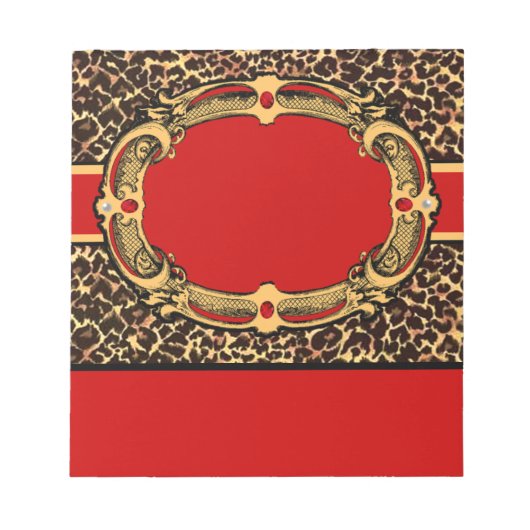 Cheetah Pattern Red Label Notitieblok (Voorkant)