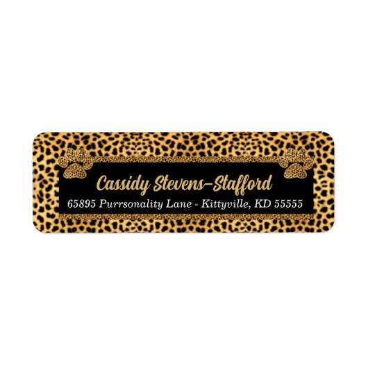 Cheetah Paw Animal Print Adres Etiket (Voorkant)