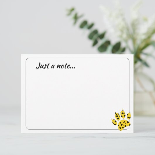Cheetah Paw Print Custom Just a Note  Bedankkaart (Staand voorkant)