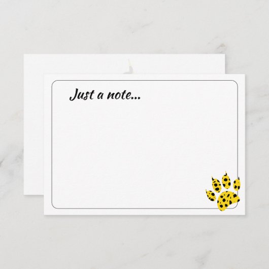 Cheetah Paw Print Custom Just a Note  Bedankkaart (Voorkant / Achterkant)