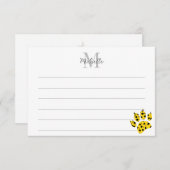 Cheetah Paw Print Custom Lined Monogram Bedankkaart (Voorkant / Achterkant)