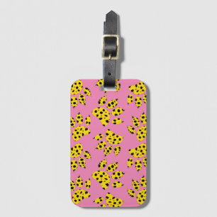 Cheetah Paw print patroon op roze Bagagelabel