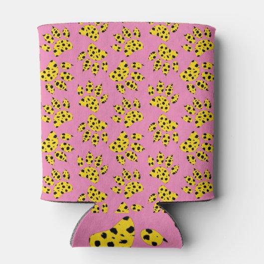 Cheetah Paw print patroon op roze Blikjeskoeler (Achterkant)