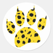 Cheetah Paw Print Ronde Sticker (Voorkant)