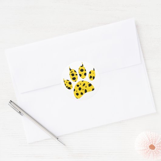 Cheetah Paw Print Ronde Sticker (Envelop)