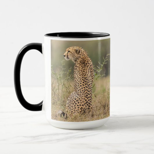 Cheetah personaliseer de naam Black Interior Gift  Mok (Links)