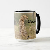 Cheetah personaliseer de naam Black Interior Gift  Mok (Voorkant rechts)