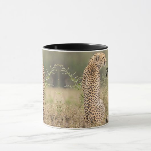 Cheetah personaliseer de naam Black Interior Gift Mok (Midden)