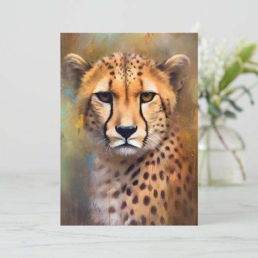 Cheetah Portrait Feestdagenkaart (Staand voorkant)