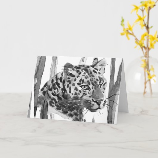 Cheetah Portrait Kaart (Gele Bloem)