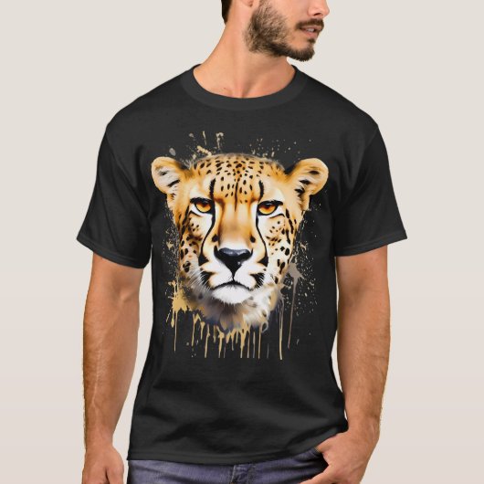 Cheetah Portrait running paint effect T-shirt (Voorkant)