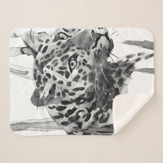 Cheetah Portrait Sherpa Deken (Voorkant (horizontaal))