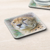 Cheetah portret bier onderzetter (Linkerzijde)