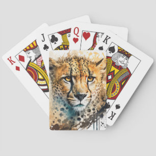 Cheetah Portret Dier Schilderen Wildlife Outdoor Pokerkaarten