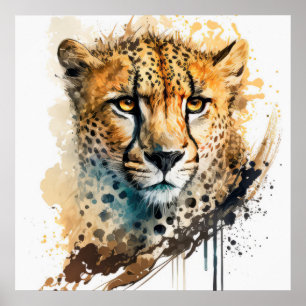Cheetah Portret Dier Schilderen Wildlife Outdoor Poster