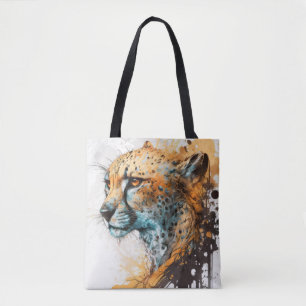 Cheetah Portret Dier Schilderen Wildlife Outdoor Tote Bag