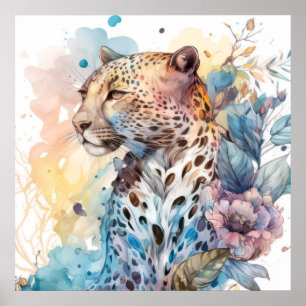 Cheetah Portret Dierenschilderij Wildlife Outdoors Poster