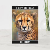 Cheetah Portret Gelukkige Verjaardagsnaam Kaart (Voorkant)