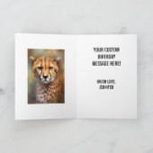 Cheetah Portret Gelukkige Verjaardagsnaam Kaart (Binnen)