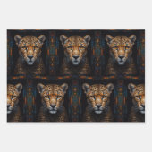 Cheetah portret gezet op mozaïek zwart inpakpapier vel (Voorkant 3)