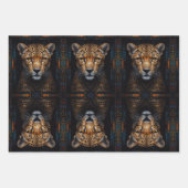 Cheetah portret gezet op mozaïek zwart inpakpapier vel (Voorkant 2)