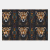 Cheetah portret gezet op mozaïek zwart inpakpapier vel (Voorkant)