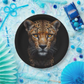 Cheetah Portret op zwart Papieren Bordje (Feest)