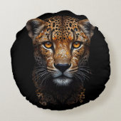 Cheetah Portret op zwart Rond Kussen (Achterkant)