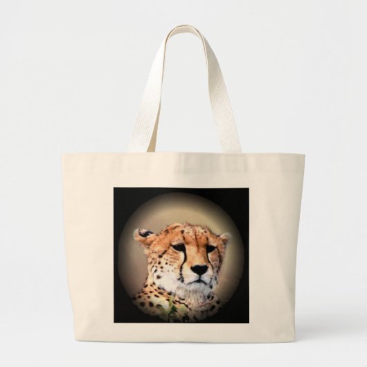 Cheetah Portret van Volle Maan: Natuur's Grace Grote Tote Bag (Voorkant)