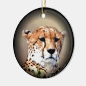 Cheetah Portret van Volle Maan: Natuur's Grace Keramisch Ornament (Links)