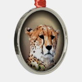 Cheetah Portret van Volle Maan: Natuur's Grace Metalen Ornament (Rechts)