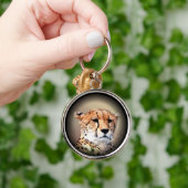 Cheetah Portret van Volle Maan: Natuur's Grace Sleutelhanger (Hand)