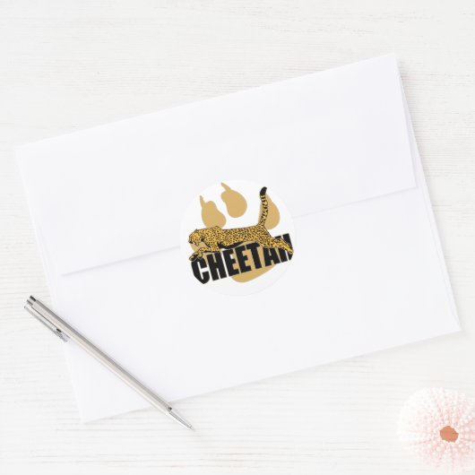 Cheetah Power Ronde Sticker (Envelop)